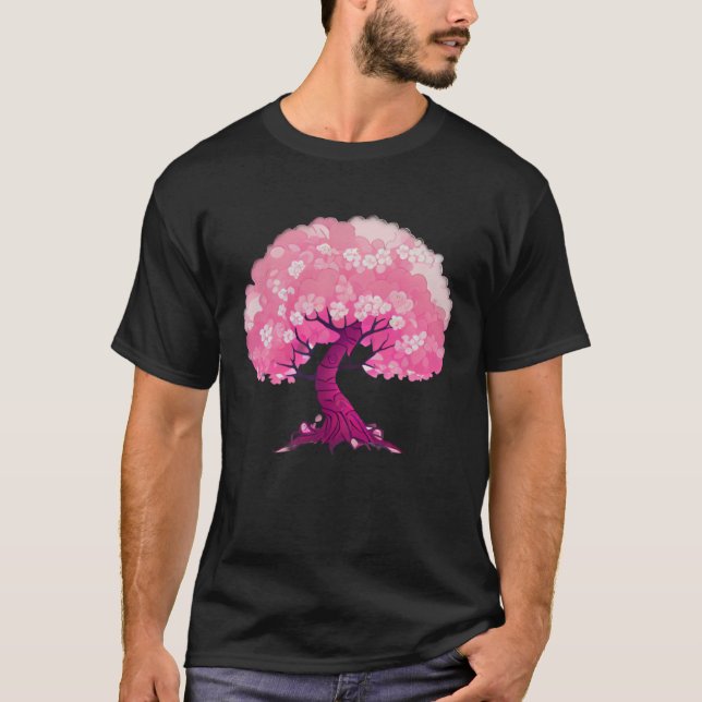 T-shirt Pink tree of life cherry blossom (Devant)