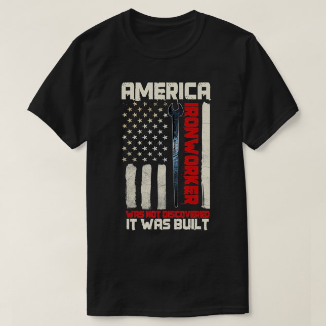T-shirt Pionnier de fer Patriot américain Drapeau métalliq (Design devant)