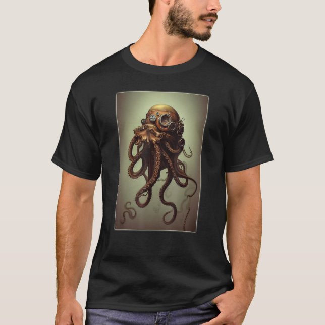 T-shirt Pipe à vapeur Steampunk Octopus à vapeur (Devant)
