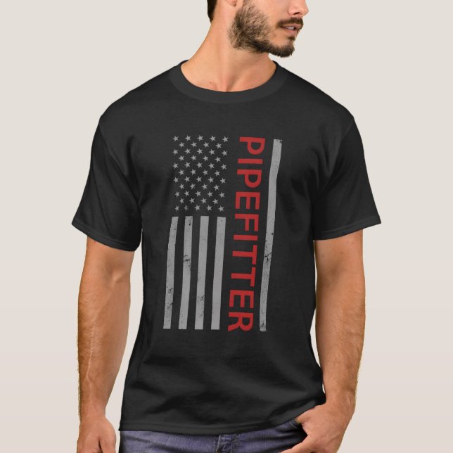 T-shirt Pipefitter Patriotique Usa Drapeau Soudage Soudeur (Devant)