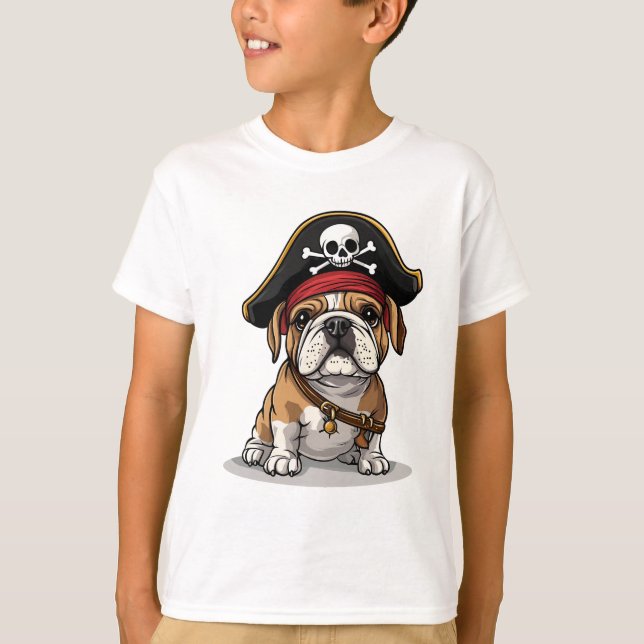 T-shirt Pirate anglais Bulldog Skull Crossbones (Devant)