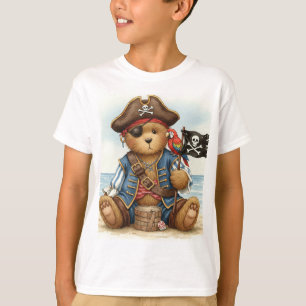 T-shirt Pirate avec perroquet, teddy et Jolly roger par Na