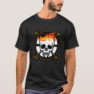 T-shirt Pirate de crâne flamboyant Emblème circulaire Noir