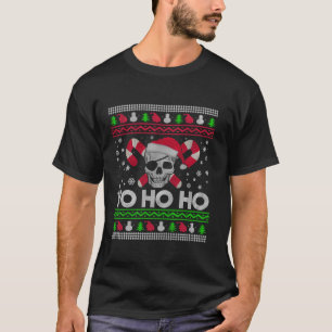 T-shirt Pirate de Noël moche Père Noël Yo Ho Ho Long Sleev