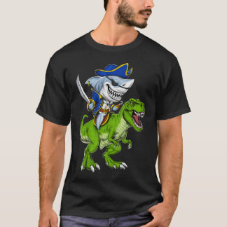 T-shirt Pirate de requin équitation T-Rex Dinosaur