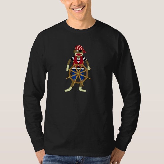 T-shirt Pirate de singe de chaussette (Devant)