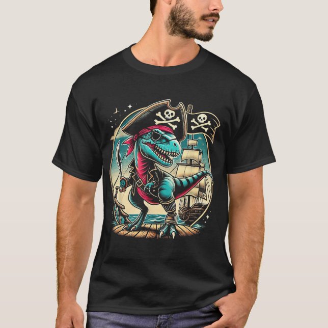 T-shirt Pirate Dinosaure Tyrannosaurus T Rex Halloween (Devant)