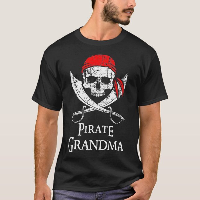 T-shirt Pirate Grand-Mère Crâne Et Crossbones (Devant)