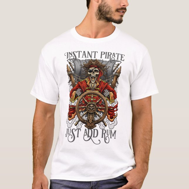 T-shirt Pirate Instantané Ajouter Juste Rum Halloween Crui (Devant)