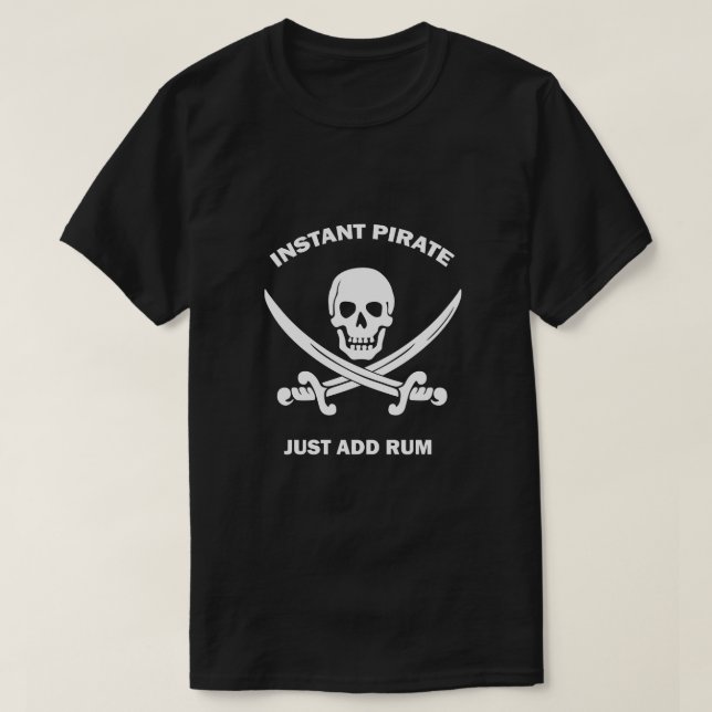 T-shirt Pirate instantanée Ajouter rhum Noir de base (Design devant)