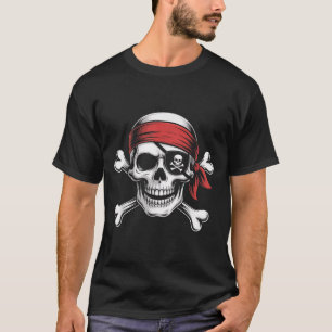 T-shirt Pirate Lazy Skull Bandana Halloween Costume Hommes