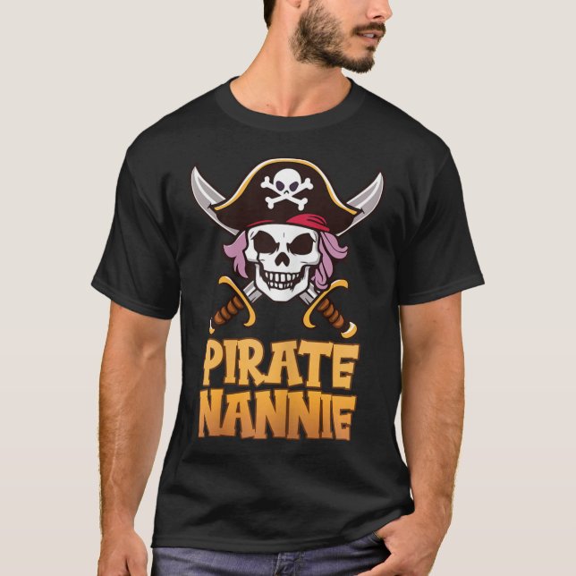 T-shirt Pirate Nannie Funny Capitaine Grandma Coût d'Hallo (Devant)