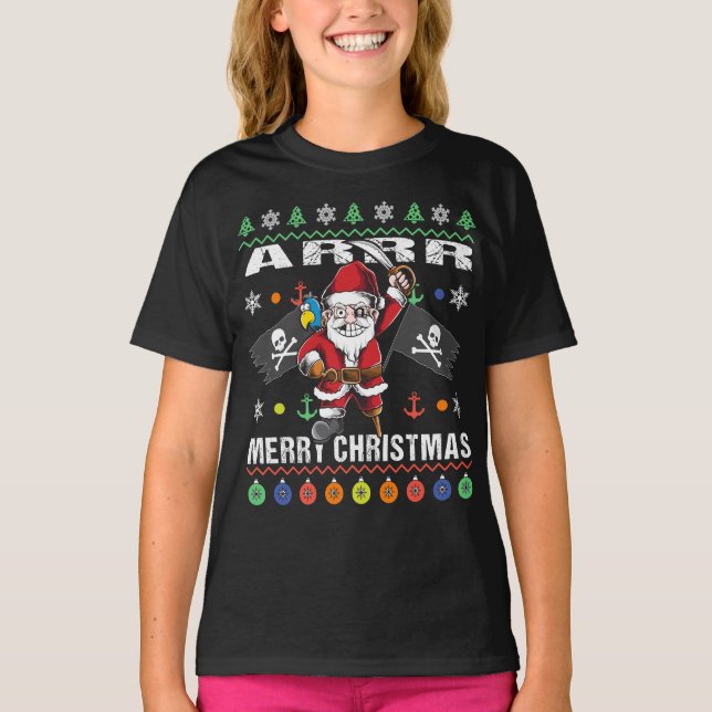 T-shirt Pirate Père Noël Tacky Joyeux Noël (Devant)