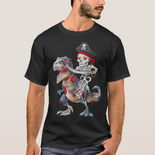 T-shirt Pirate squelette montant un dinosaure zombie Hallo