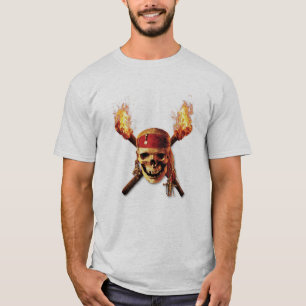T-shirt Pirates des torches du crâne des Caraïbes Logo D