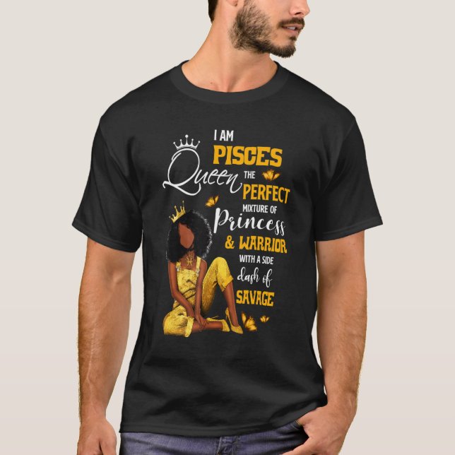 T-shirt Pisces Girl Anniversaire Melanin Afro Queen Pour N (Devant)