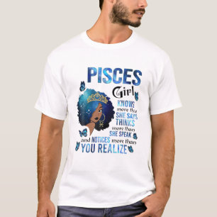 T-shirt Pisces Girl En Sait Plus Qu'Elle Dit Reine Noire M