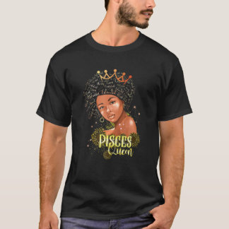 T-shirt Pisces Queen Strong Smart Afro Melanin Cadeau noir
