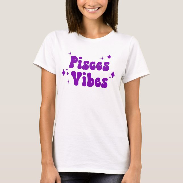 T-shirt Pisces Vibes Zodiac Astrologie Violet Étoiles (Devant)