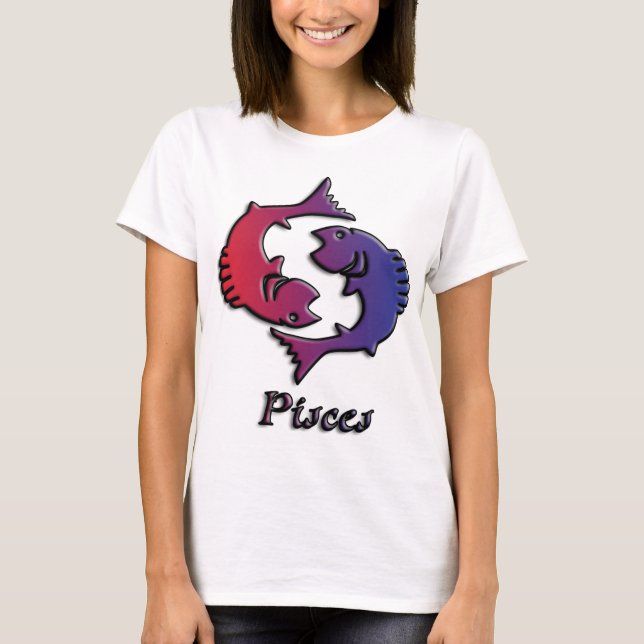 T-shirt Pisces Zodiac signe de naissance Rouge Purple astr (Devant)