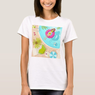 T-shirt Piscine fille en bikini plage d'été