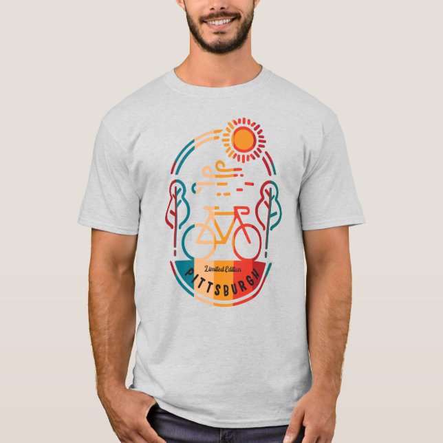 T-shirt Piste cyclable Retro Pittsburgh (Devant)