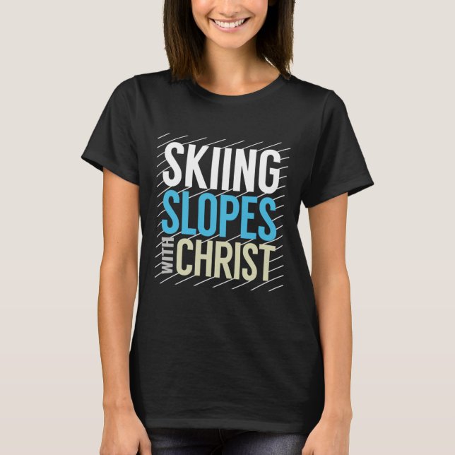T-shirt Pistes De Ski Avec Jésus (Devant)