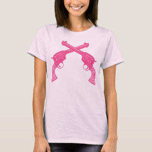 T-shirt Pistolets croisés rétro par rose