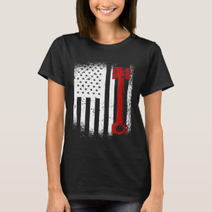 T-shirt Piston Drapeau Usa Mécanique Diesel Pour Tout Vent