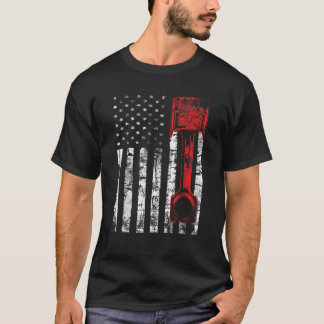 T-shirt Piston phare Patriotique Auto Diesel Mécanique USA