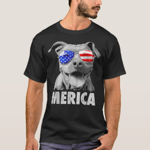 T-shirt Pit Bull 4 juillet Merica Hommes Drapeau Américain