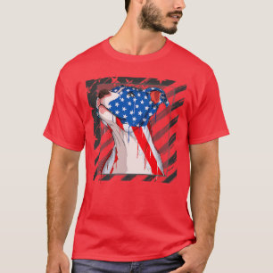 T-shirt Pit bull dog head with USA  pattern for 4th of Jul