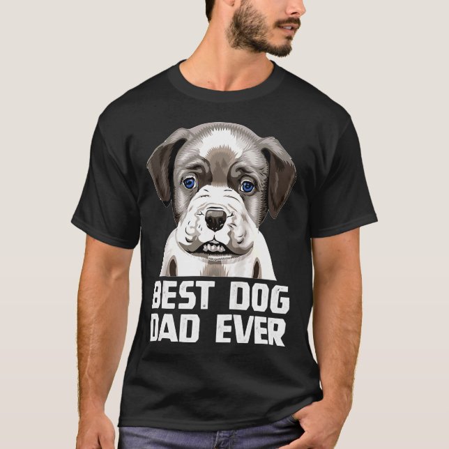 T-shirt Pit Bull Papa Meilleur Père Pitbull Raglan Basebal (Devant)