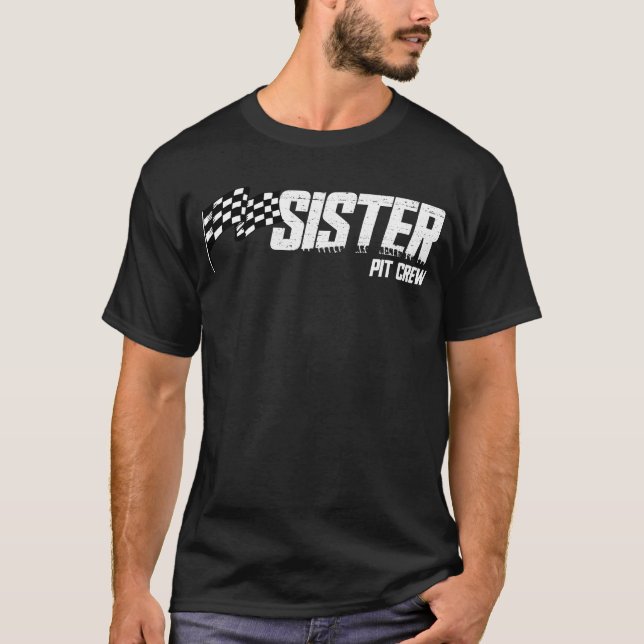 T-shirt Pit Crew Soeur Course Anniversaire Famille Racing  (Devant)