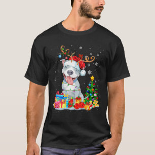T-shirt Pit de Noël Taureau de Noël Lumières Reindee Père