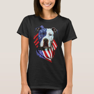 T-shirt Pitbull américain avec illustration du drapeau amé