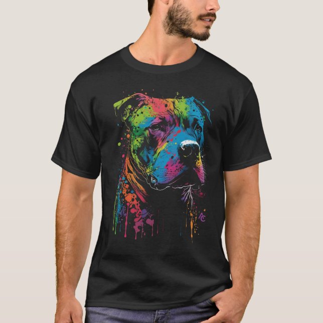 T-shirt Pitbull américain - Graffiti Ink Splash (Devant)