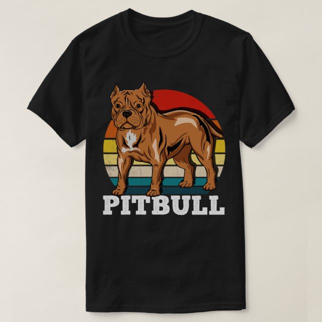 T-shirt Pitbull Amoureux des chiens Retro (Design devant)