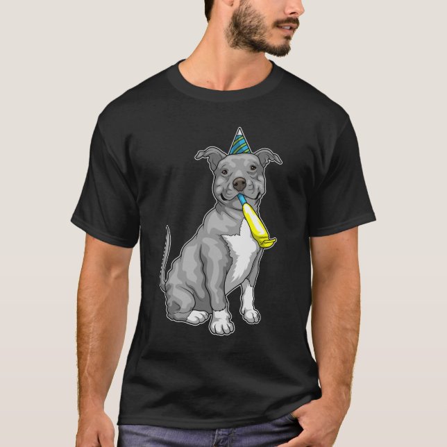 T-shirt Pitbull Birthday Horn (Devant)
