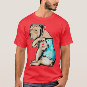 T-shirt Pitbull Chien I Love Papa Tattoo drôle Famille