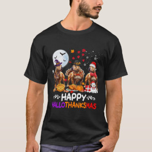 T-shirt Pitbull Chien Noël Hallothankmas Joyeux Thanksgi
