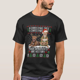 T-shirt Pitbull Chien Noël Lumière Arbre Chiot Amoureux de