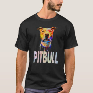 T-shirt Pitbull Chien Pittie Chiots Éclaboussure Colorée