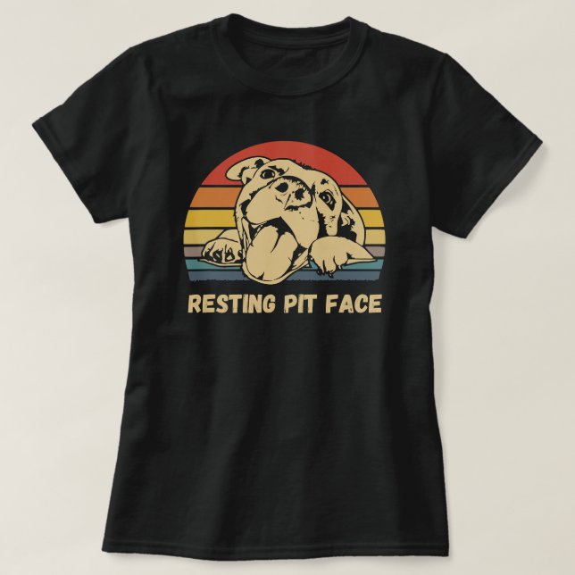 T-shirt Pitbull Chien Repose Tête J'Aime Mon Pot Retro V (Design devant)