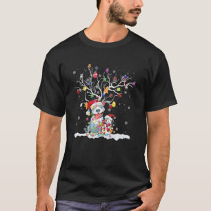 T-shirt Pitbull Chien Santa Chapel Lumières Noël Arbre de 