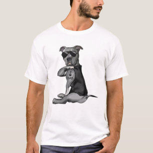 T-shirt Pitbull Chien Tattoo I Love Papa - Fête des pères