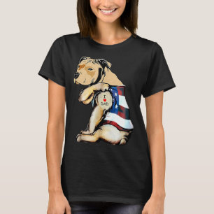 T-shirt Pitbull Chien Tattoo J'aime papa Parfait