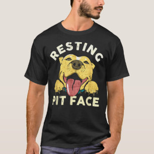 T-shirt Pitbull Chiot Repose Pit Face Drôle Drôle Distress