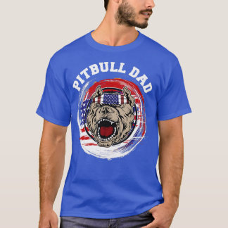 T-shirt Pitbull Dad American Pit Bull Dog US Drapeau 4e De