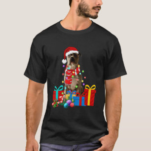 T-shirt Pitbull de Noël Chien Lumières de Noël Chapeau de